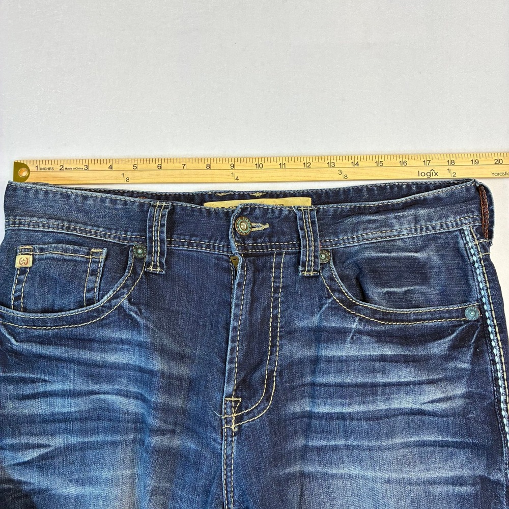 BIG STAR Pioneer Mens Bootcut Jeans Dark Wash Distressed Denim 38x30 - Picture 3 of 13
